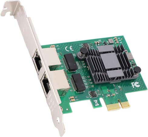 بطاقة محول شبكة Yunseity Gigabit Ethernet، بطاقة شبكة RJ45 PCI Express بمنفذين مع وضع توفير الطاقة والبرامج الثابتة، لسطح المكتب الخادم والتحكم الصناعي in Kuwait