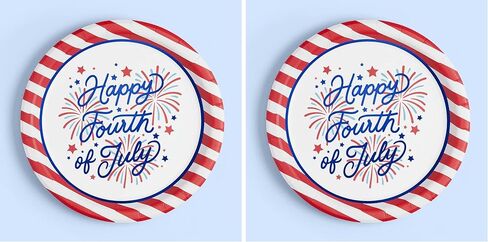 xo, Fetti Fourth of July Paper Plates - 25 pk, 9" | USA Party Favors, American Flag Party Supplies, 4th of July Decorations, Stars and Stripes Decor in Kuwait