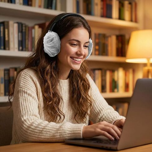 50Pcs Disposable Headphone Covers Non-Woven Sanitary Headphone Ear Covers Fit for Most On Ear Headphones(8-11cm) in Kuwait