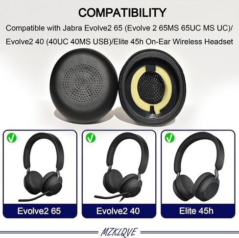 Evolve2 65 Ear Pads - Replacement Earpads for Jabra Evolve2 65 (Evolve 2 65MS 65UC MS UC)/Evolve2 40 (40UC 40MS USB)/Elite 45h On-Ear Wireless Headset in Kuwait