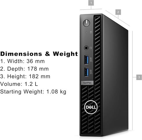 Dell OptiPlex 7000 7010 MFF Micro Form Factor 1.2L Business Desktop Computer, 12th Gen Intel Hexa-Core i5-12500T (Beat i7-11700T), 16GB DDR4 RAM, 512GB PCIe SSD, WiFi 6, Bluetooth, Windows 11 Pro in Kuwait