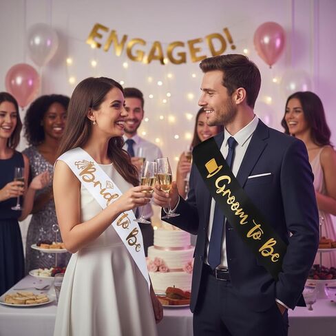 Docooniver Bride to be&Groom to be عبارة عن قطعتين من الوشاح لحفلات الزفاف، ووشاح حفلات العزوبية، وهدايا وديكورات حفلات الزفاف. (أبيض وأسود) in Saudi Arabia