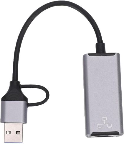 Yunseity USB C USB A Ethernet Adapter, 3.0 to RJ45 Network Converter 100Mbps with LED Indicator and Surge Protection, for Laptop Phone Tablet for Wins for Android for iOS in Kuwait