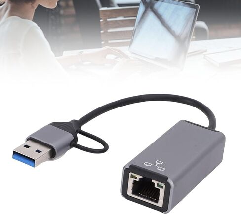 محول USB C USB A Ethernet، محول شبكة RJ45 بسرعة 100 ميجا بت في الثانية مع مؤشر LED وحماية من زيادة التيار، لأجهزة الكمبيوتر المحمول والهواتف اللوحية iOS in Kuwait