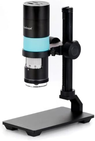 مجهر AmScope HHD2100HD-P الكل في واحد الاحترافي المستقطب HDMI الرقمي المحمول - 2.1 ميجابكسل 1080 بكسل 60 إطارًا في الثانية، تكبير 10X-280X، ضوء حلقة LED، حامل طاولة، لثنائي الفينيل متعدد الكلور والمختبر in Kuwait