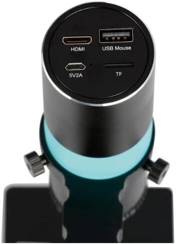 مجهر AmScope HHD2100HD-P الكل في واحد الاحترافي المستقطب HDMI الرقمي المحمول - 2.1 ميجابكسل 1080 بكسل 60 إطارًا في الثانية، تكبير 10X-280X، ضوء حلقة LED، حامل طاولة، لثنائي الفينيل متعدد الكلور والمختبر in Kuwait