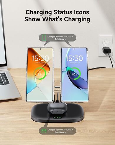 Dual Phone Charger for Samsung and iPhone, Dual Magnetic Charger for Samsung Galaxy S26/S25/S24/S23 Series, for iPhone 17/16/15/14 Series, for Galaxy Buds 4 Pro/4/3 Pro/3, SwanScout 706SM in Kuwait