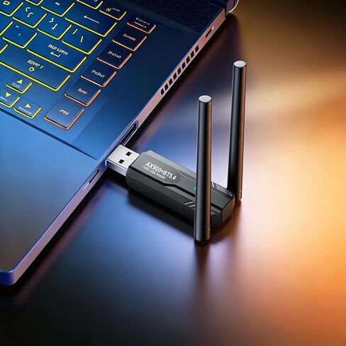 محول USB WiFi 6 بلوتوث 5.4، AX900M ثنائي النطاق 5G/2.4 جيجا هرتز، جهاز استقبال خارجي لشبكة لاسلكية لأجهزة الكمبيوتر المحمول/الكمبيوتر الشخصي/سطح المكتب، مع هوائي 5dBi متوافق مع Windows 7/10/11، أسود in Kuwait