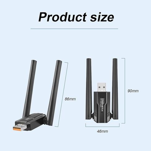 محول USB WiFi 6 بلوتوث 5.4، AX900M ثنائي النطاق 5G/2.4 جيجا هرتز، جهاز استقبال خارجي لشبكة لاسلكية لأجهزة الكمبيوتر المحمول/الكمبيوتر الشخصي/سطح المكتب، مع هوائي 5dBi متوافق مع Windows 7/10/11، أسود in Kuwait