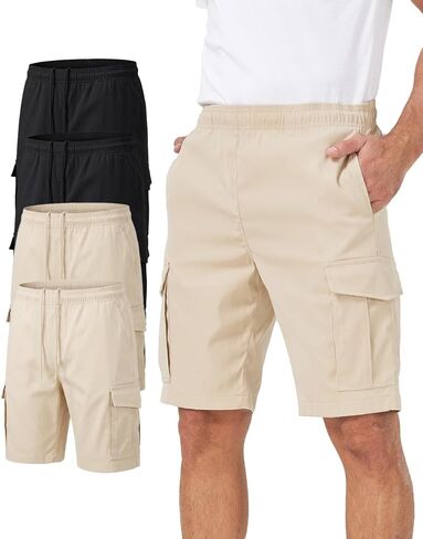 Liloak Men's 3/4 Pack Classic Cargo Shorts 10 Inseam,4 Pockets Walking Shorts Casual Lightweight with Waistband Drawstring in Saudi Arabia