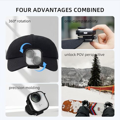 Hat Clip Mount for Insta360 GO Ultra, 360° Rotatable Baseball Cap Clip, Stable Quick Clamp, Hands-Free POV Vlogging Mount for Insta 360 GO Ultra Accessories in Kuwait