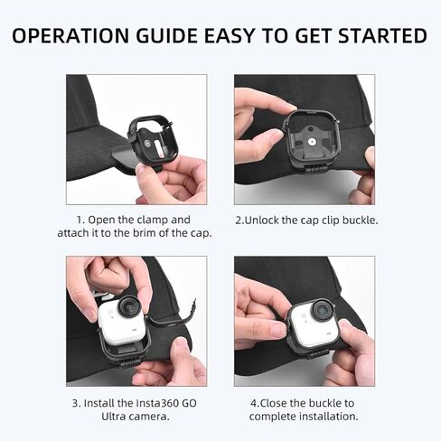 Hat Clip Mount for Insta360 GO Ultra, 360° Rotatable Baseball Cap Clip, Stable Quick Clamp, Hands-Free POV Vlogging Mount for Insta 360 GO Ultra Accessories in Kuwait