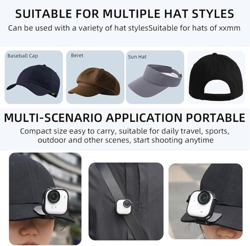 Hat Clip Mount for Insta360 GO Ultra, 360° Rotatable Baseball Cap Clip, Stable Quick Clamp, Hands-Free POV Vlogging Mount for Insta 360 GO Ultra Accessories in Kuwait