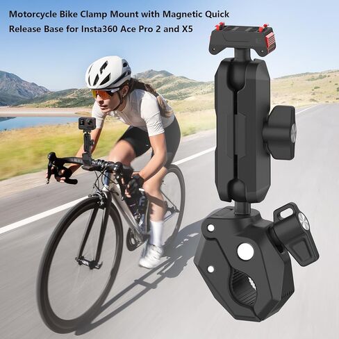 Motorcycle Bike Mount Handlebar Clamp with Magnetic Quick Release Adapter for Insta360 X5 Ace Pro 2 Accessories, Heavy Duty Mountain Cycling Bicycle Roll Bar Tube Pipe Seat Rail Jaw Gripper in Kuwait