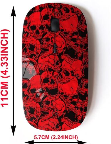 2.4G Wireless Mouse with Cute Pattern Design for All Laptops and Desktops with Nano Receiver - red Skulls in Kuwait