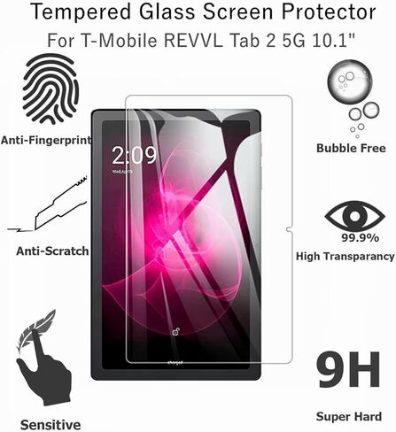 عبوتان من واقيات الشاشة من الزجاج المقوى لجهاز T-Mobile REVVL Tab 2 5G 10.1 بوصة إصدار 2025، صلابة 9H، مضادة للخدش، خالية من الفقاعات، مضادة لبصمات الأصابع، حافظة سهلة التركيب in Kuwait