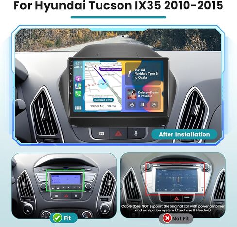 [DSP & EQ] راديو سيارة 2+64G لسيارة Hyundai Tucson IX35 2010 2011 20112 2013 2014 2015، شاشة لمس 10.1 بوصة لسيارة Tucson IX35 ستيريو مع CarPlay اللاسلكي/Android Auto/GPS Navigation/Bluetooth/26UI in Kuwait