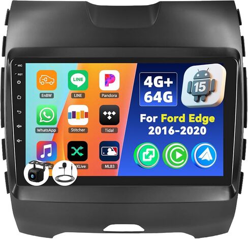 [4G+128G] Car Radio for Ford Edge 2016-2020 with Wireless CarPlay Android Auto,9 inch Touchscreen Android 15 Car Stereo with Mirror Link WiFi GPS Navigation,Bluetooth,FM/RDS SWC EQ+Backup Camera in Kuwait