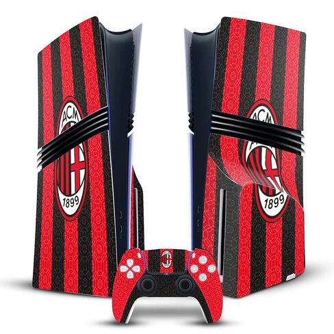 تصميمات حافظة الرأس مرخصة رسميًا من AC Milan Home 2020/21 Crest Kit من الفينيل، غطاء ملصق جلدي للألعاب متوافق مع وحدة التحكم Sony PlayStation 5 PS5 Pro Disc Edition ووحدة التحكم DualSense in Kuwait