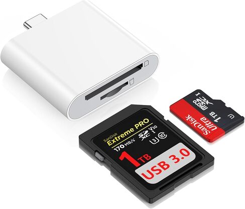 for iPhone 17e 17 Pro Max Air, SD Card Reader Adapter - USB 3.0 High Speed, Micro SD, SD Dual Card Slot, USB C Digital Camera Adapter TF SD Card Transfer for iPhone 16e 16 15 Pro Max Plus, Mac, iPad in Kuwait
