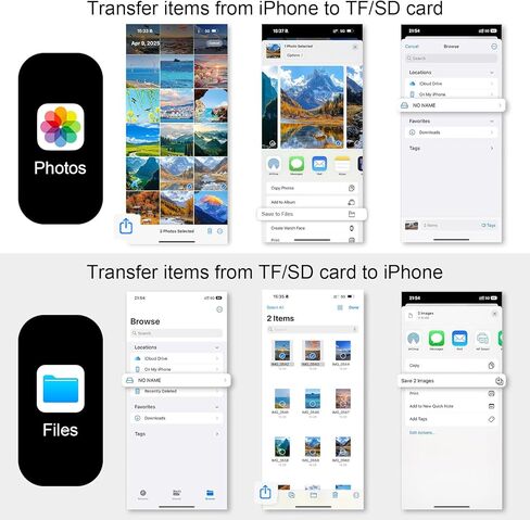 for iPhone 17e 17 Pro Max Air, SD Card Reader Adapter - USB 3.0 High Speed, Micro SD, SD Dual Card Slot, USB C Digital Camera Adapter TF SD Card Transfer for iPhone 16e 16 15 Pro Max Plus, Mac, iPad in Kuwait