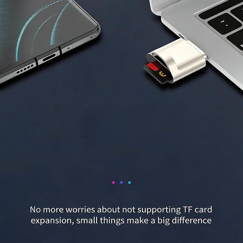 قارئ بطاقة TF USB-C OTG محول متعدد الوظائف التوصيل والتشغيل قارئ بطاقة Micro SD للهواتف الذكية اللوحية والكمبيوتر المحمول صغير الحجم محمول، فضي in Kuwait