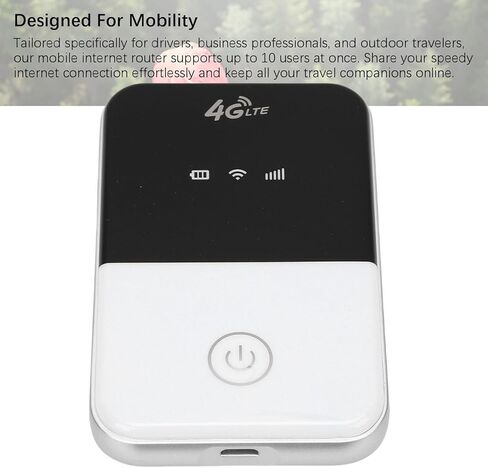 4G LTE Portable WiFi Router, High Speed Internet Access with Global 4G Bands, Supports 10 Devices, for Travel, Business, and Outdoor Use in Kuwait