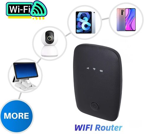 4G LTE Portable WiFi Router, Wireless Hotspot with Up to 150Mbps Speed for 12 Devices, with WPA WPA2 Encryption, for Phones Laptops Smart TVs in Kuwait