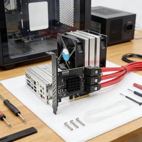 PCIe 4X to 6 Port 3.0 Controller Card, 6Gbps HDD SSD Adapter, RTL9100 Chip Card, Ideal for 10 11 Systems in Kuwait