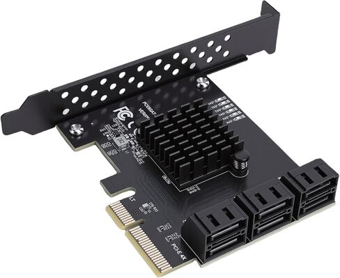 PCIe 4X to 6 Port 3.0 Controller Card, 6Gbps HDD SSD Adapter, RTL9100 Chip Card, Ideal for 10 11 Systems in Kuwait