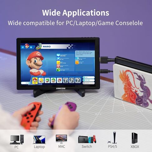 شاشة ANDYCINE N10 مقاس 10.1 بوصة مقاس 1920 × 1200 تعمل باللمس HDMI مع مكبرات صوت مدمجة مقاس 75 مم، ووظيفة مرآة الدوران H/V تدعم شاشة الملقن HDCP المتوافقة مع أجهزة الكمبيوتر المحمول والكمبيوتر الشخصي وأجهزة الألعاب in Kuwait