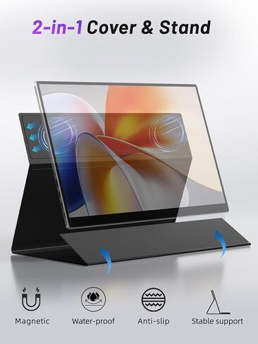 شاشة محمولة مقاس 15.6 بوصة تعمل باللمس 4K OLED 3840X2160 100000:1 شاشة ألعاب تعمل باللمس ذات 10 نقاط، مع غطاء واقي، شاشات سفر HDMI USB C للكمبيوتر، كمبيوتر صغير، PS5/4 in Kuwait