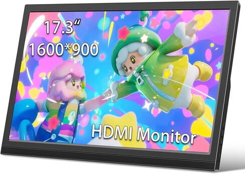 شاشة محمولة مقاس 17.3 بوصة، شاشة HDMI، مكبر صوت مدمج عالي الدقة 1600 * 900، شاشة كمبيوتر مكتبي HDMI USB C، قابلة للتركيب على VESA، للكمبيوتر الشخصي، كمبيوتر محمول Raspberry Pi PS4/5 in Kuwait