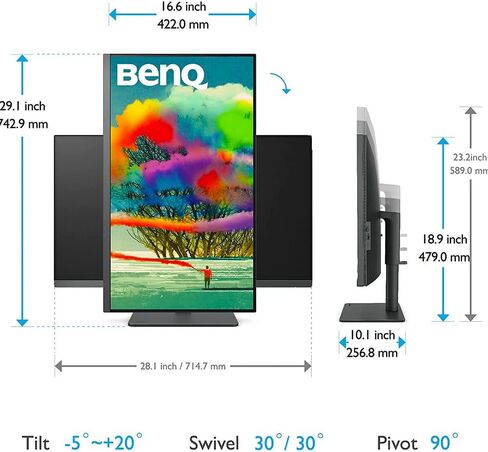 شاشة BenQ PD3205U مقاس 32 بوصة بدقة 4K UHD IPS USB-C، و99% sRGB وRec.709، وHDR10، وتصميم مريح، والعناية بالعين، ومكبرات صوت مدمجة (متجددة) in Kuwait