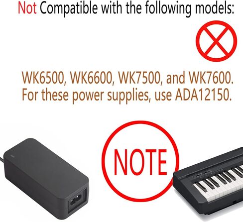 12V Keyboard Power Cord Compatible with Casio AD-12 WK-500 WK-1300 WK-1500 WK-3000 WK-3200 PX-100 PX-110 PX-120 PX-200 PX-300 CTK5000 CDP100 CDP200 AD-12MLA(U) Piano AC/DC Adapter Power Supply in Kuwait