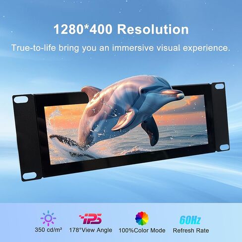 شاشة لمس 7.84 بوصة 2U على حامل، شاشة IPS 1280x400 LCD تعمل باللمس مع مكبر صوت، متوافقة مع DeskPi RackMate T0/T1/T2/T0 Plus/T1 Plus/TL1، Tecmojo 4U/6U/9U/12U 10 بوصة in Kuwait