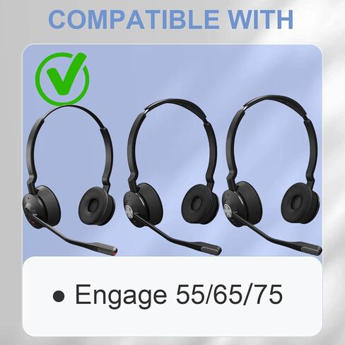 وسائد أذن بديلة لسماعات Jabra Engage 55/65/75 (إصدار استريو)، غطاء أكواب الأذن، وسائد سماعة رأس من الجلد الناعم وإسفنج الذاكرة - أسود (لا تناسب Engage 50، Engage 55/65/75 إصدار أحادي) in Kuwait