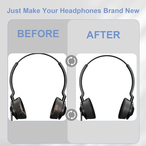 وسائد أذن بديلة لسماعات Jabra Engage 55/65/75 (إصدار استريو)، غطاء أكواب الأذن، وسائد سماعة رأس من الجلد الناعم وإسفنج الذاكرة - أسود (لا تناسب Engage 50، Engage 55/65/75 إصدار أحادي) in Kuwait