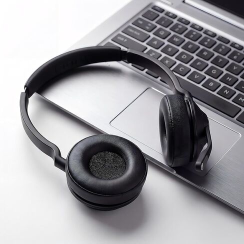 وسائد أذن بديلة لسماعات Jabra Engage 55/65/75 (إصدار استريو)، غطاء أكواب الأذن، وسائد سماعة رأس من الجلد الناعم وإسفنج الذاكرة - أسود (لا تناسب Engage 50، Engage 55/65/75 إصدار أحادي) in Kuwait