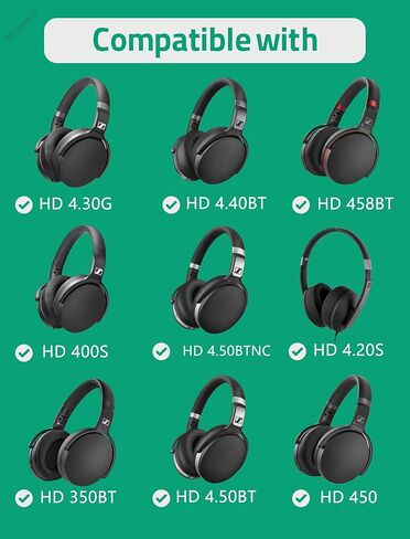 وسائد أذن بديلة من نسيج البولي يوريثان المريح من Geekria لسماعات Sennheiser HD 4.50BT، HD 4.50BTNC، HD 4.40BT، HD 4.30G، HD 4.20S، HD 458BT، HD 450، HD 450BT، HD 400S، HD 350BT (أسود) in Kuwait