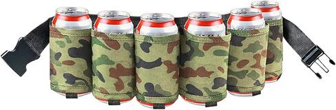 BLIRITEL Beer Belt, 6 Pack Beer Belt Holder for Men, Beer Soda Belt Holster, Adjustable Waist Fanny Pack Bag, Perfect for Parties Picnic Camping (Black) in Saudi Arabia