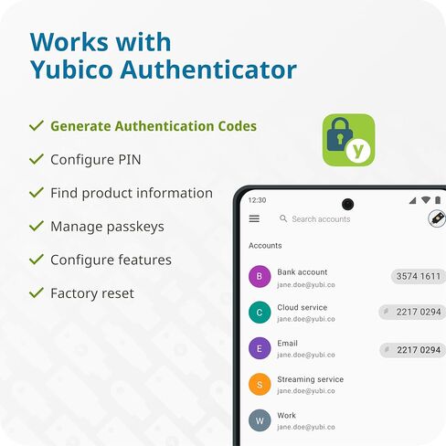 Yubico - YubiKey 5C NFC - مفتاح أمان ومفتاح مرور للمصادقة متعددة العوامل (MFA)، الاتصال عبر USB-C أو NFC، معتمد من FIDO - حماية حساباتك عبر الإنترنت in Kuwait
