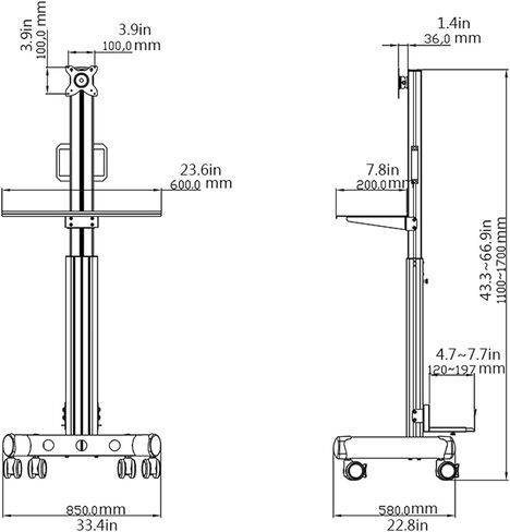 Monitor Arm Stand Single Monitor Mobile Cart 17"-32" Floor-Standing Monitor Stand LCD TV Stand Height-Adjustable Monitor Mount Stand with Keyboard and Host Bracket Monito in Kuwait