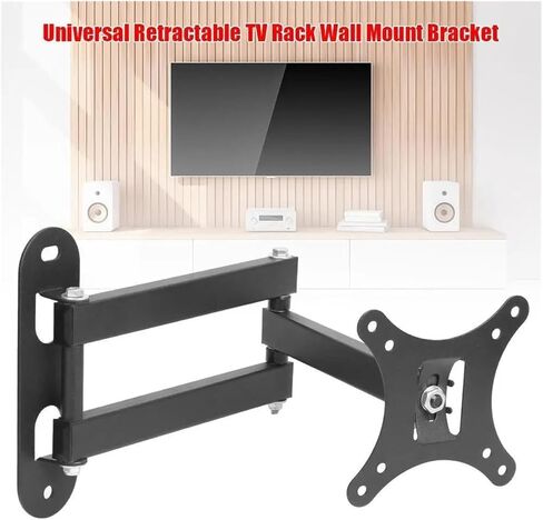 دعامة تثبيت على الحائط تلسكوبية قابلة للتعديل لشاشات وأجهزة تلفزيون مقاس 17-32 بوصة، تدعم تصميمًا موفرًا للمساحة يصل إلى 30 كجم، سهل التركيب، مثالي للاستخدام في المنزل/المكتب in Kuwait