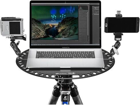 LEOFOTO Multifunctional Folding Tray, Portable Tripod Mountable Table with Arca Compatible Clamp, 3/8" and 1/4" Mounting Holes, Accessory Cutouts (LCH-4) in Kuwait
