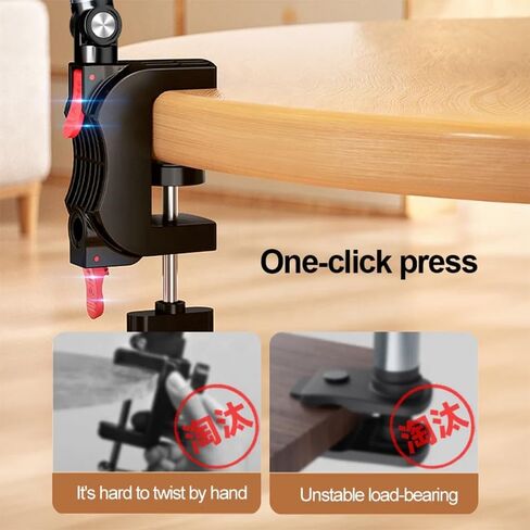 Press-Type Aluminum Alloy Phone/Tablet Metal Holder for Bed Adjustable Foldable Stand for Desk Universal Lazy Bracket 360° Rotation Flexible Long Arm for 4-13" Devices (Grey) in Kuwait