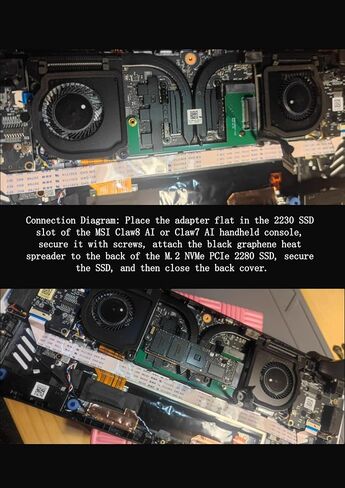 لـ MSI Claw8 Ai Claw7 Ai المحمولة M.2 NVMe PCIe 4.0 2280 لوحة توسيع محول 2230 SSD بديلة، تعديل 2230 إلى 2280 بطاقة توسيع SSD، PCIe 4.0 لوحة بطاقة تخزين عالية قابلة للتوسيع in Kuwait