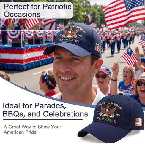 250th Anniversary USA Hat - Adjustable United States 250th Anniversary Hat Retro Embroidered Baseball Cap in Saudi Arabia