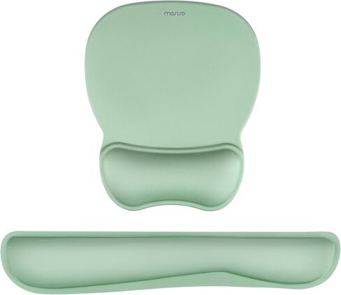 MOSISO Wrist Rest Support for Mouse Pad & Keyboard Set, Pear Shape Ergonomic Mousepad Non-Slip Base Home/Office Pain Relief & Easy Typing Cushion with Neoprene Cloth & Raised Memory Foam, Mint Green in Kuwait