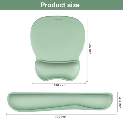 MOSISO Wrist Rest Support for Mouse Pad & Keyboard Set, Pear Shape Ergonomic Mousepad Non-Slip Base Home/Office Pain Relief & Easy Typing Cushion with Neoprene Cloth & Raised Memory Foam, Mint Green in Kuwait